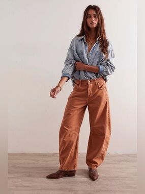 We The Free Cropped Wide-Leg Pants in Rust Orange